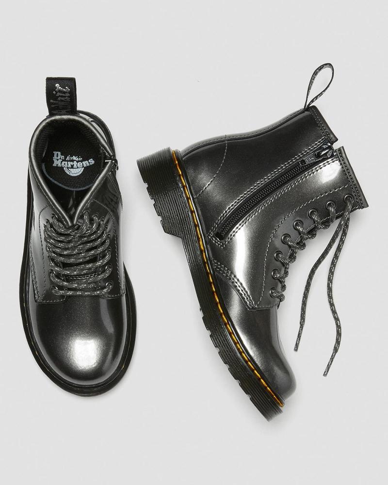 Dr Martens Junior 1460 Metallic Snørestøvler Børn Grå | DK 682UZG